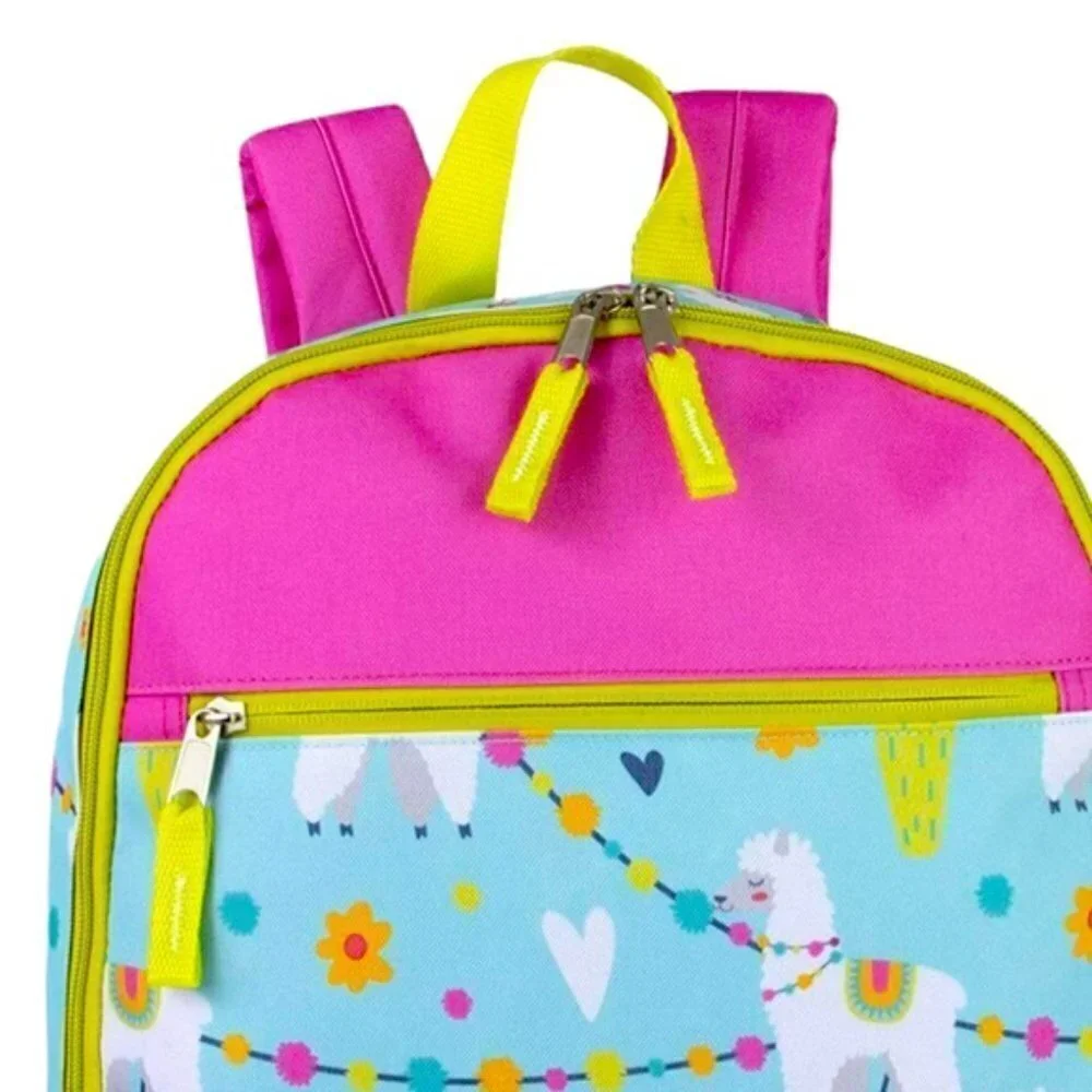 Trailmaker LLAMA Print Backpack Kids Girls Adjustable  Padded  Straps  Pink Blue
